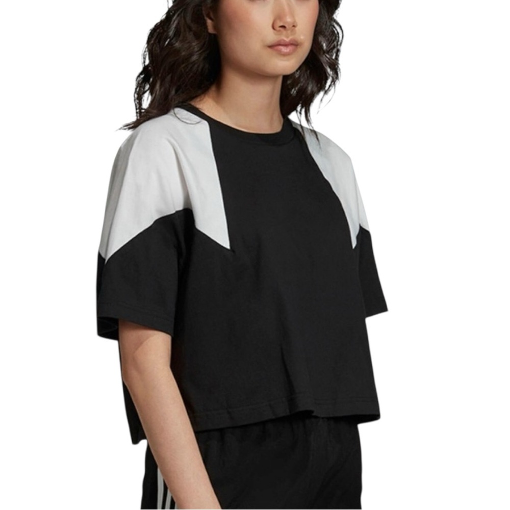 Adidas Large Logo Tee Women’s Small Black White Trefoil Workout Athlete Casual